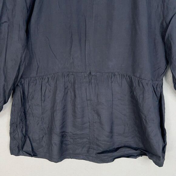 Boden Blouse Womens 18 Blue Embroidered Boho Peasant Tunic Top Smocked Coastal - Picture 8 of 12